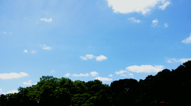 ふわふわ流れる雲と青空