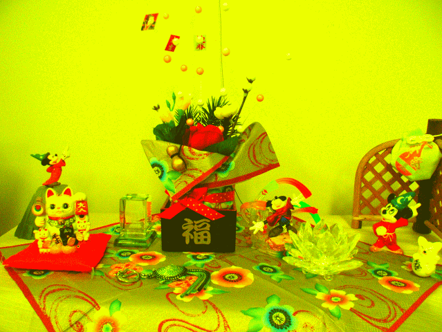 ☆福飾り-ミッキーマウス,招き猫.凧.蓮華,五重塔,瓢箪