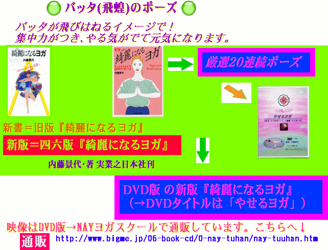バッタのポーズ→『綺麗になるヨガ』､DVD｢やせるヨガ｣NAYヨガスクール通販