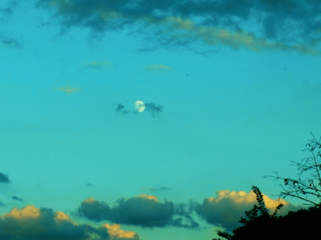 夕月を覆う黒い雲　◆晩秋の雲