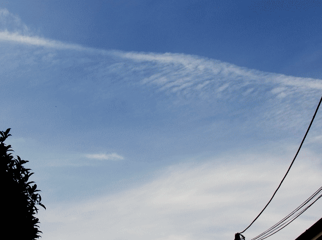 6月の空　◆長く大きな白い翼雲→寒気よぶ